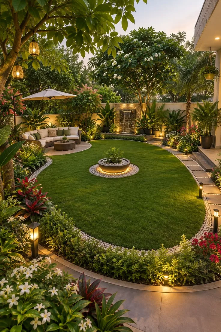 Garden retreat at golden hour, a Terrace Garden India landscape project